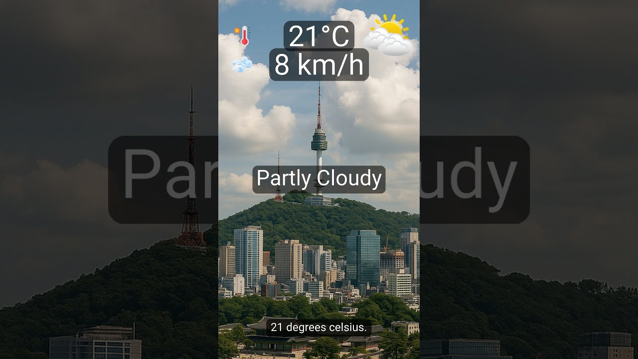 Seoul: Today’s highlights → Partly Cloudy, 21°C, wind 8 km/h
