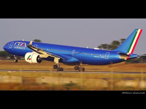 ITA Airways A330-900 amazing sunrise landing at Rome FCO Airport