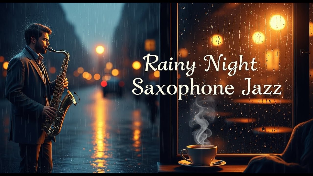 Romantic Rainy Night Jazz 🌧 Smooth Saxophone - Soothing Background Music for Relax