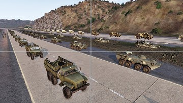 On the highway! Ukrainian ATGM Captures Russian Armored Column by Surprise - ARMA 3