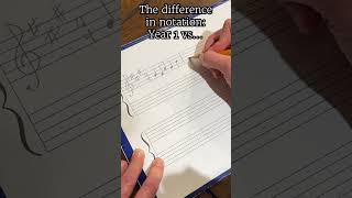 The difference in musical notation, Year 1 vs. Year 30 #piano #music #notes #notation #write