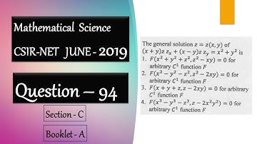 CSIR NET MA June 2019 | Question 94 | PDE |  Lagrange Linear PDE | Ratio | Integral Solution