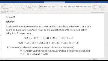 Actuarial SOA Exam P Sample Question 187 (once 249 ) Solution