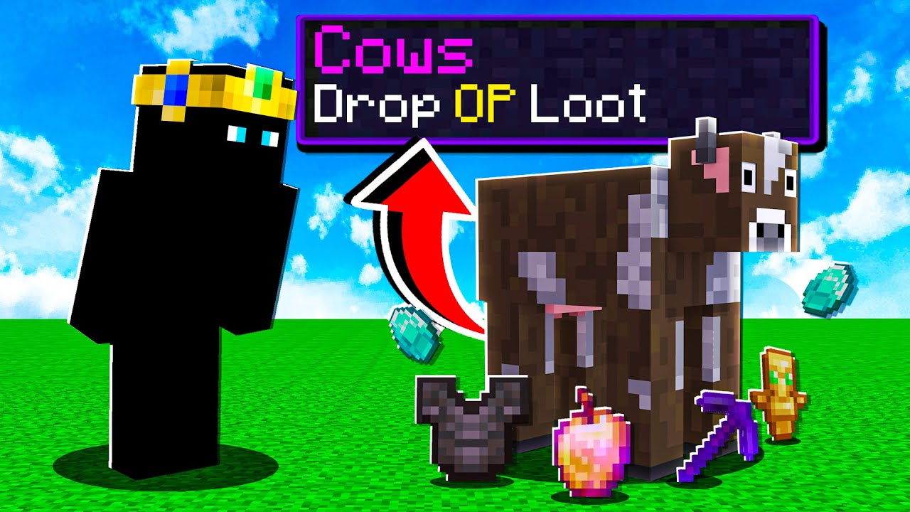 Minecraft, But Cows Drop OP Loot