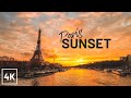 BEAUTIFUL SUNSET in PARIS - WALKING around the EIFFEL TOWER - 4K (CITY AMBIANCE)