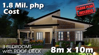 Small House Design / Simple House Design | 3 Bedroom with Roof Deck | 8m x 10m | Floor Plan
