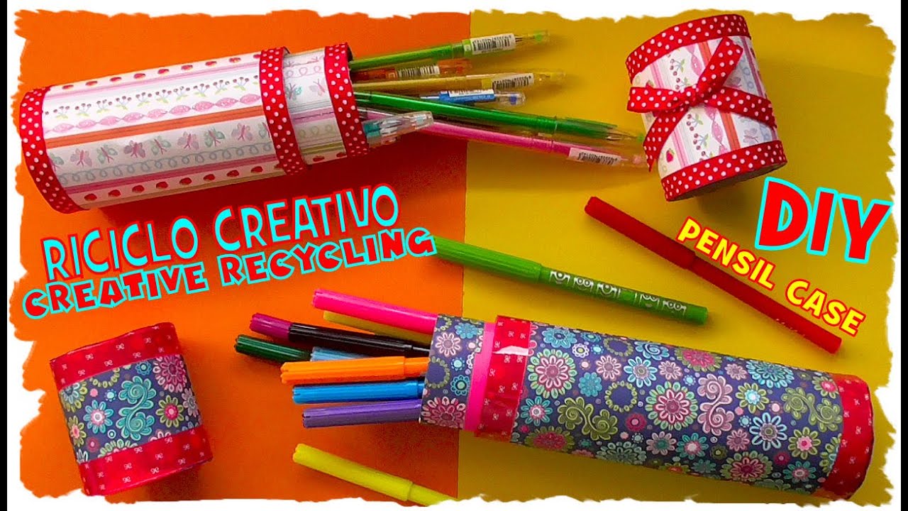 Tutorial Astuccio Fai Da Te Con I Rotoli Della Carta Da Cucina Riciclo Creativo Diy Pencil Case Youtube