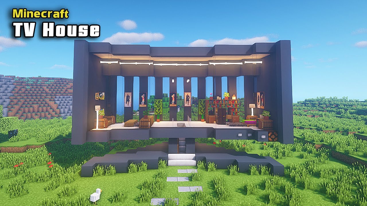 ⚒ Minecraft How to Build a TV House ⚒ Minecraft Build House Tutorial