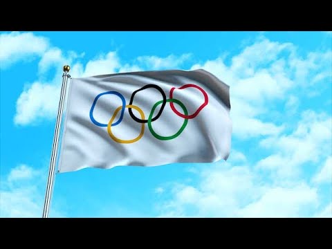 Olympic Games flag waving in the wind stock footage | stock video ...