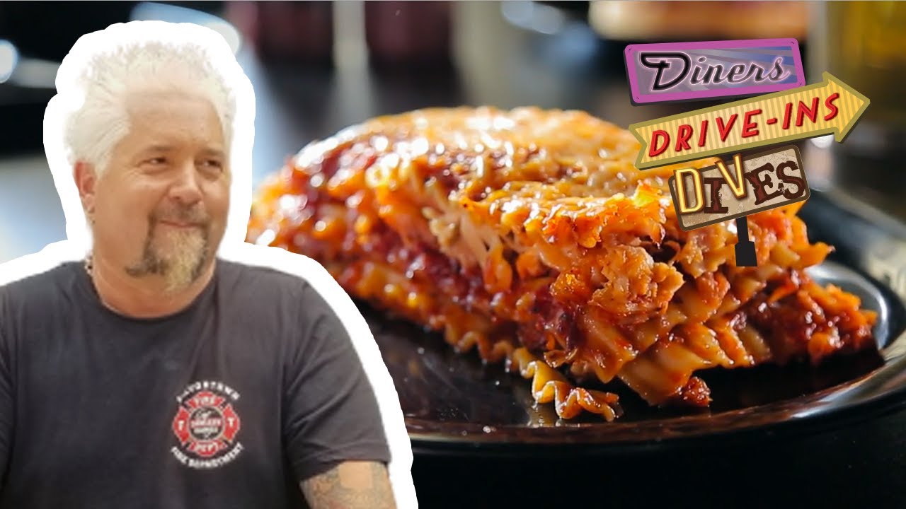 Guy Fieri Eats BARBECUE Lasagna | Diners, Drive-ins and Dives with Guy Fieri | Food Network