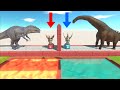 All dinosaurs in the challenge of falling into water  fire  animal revolt battle simulator