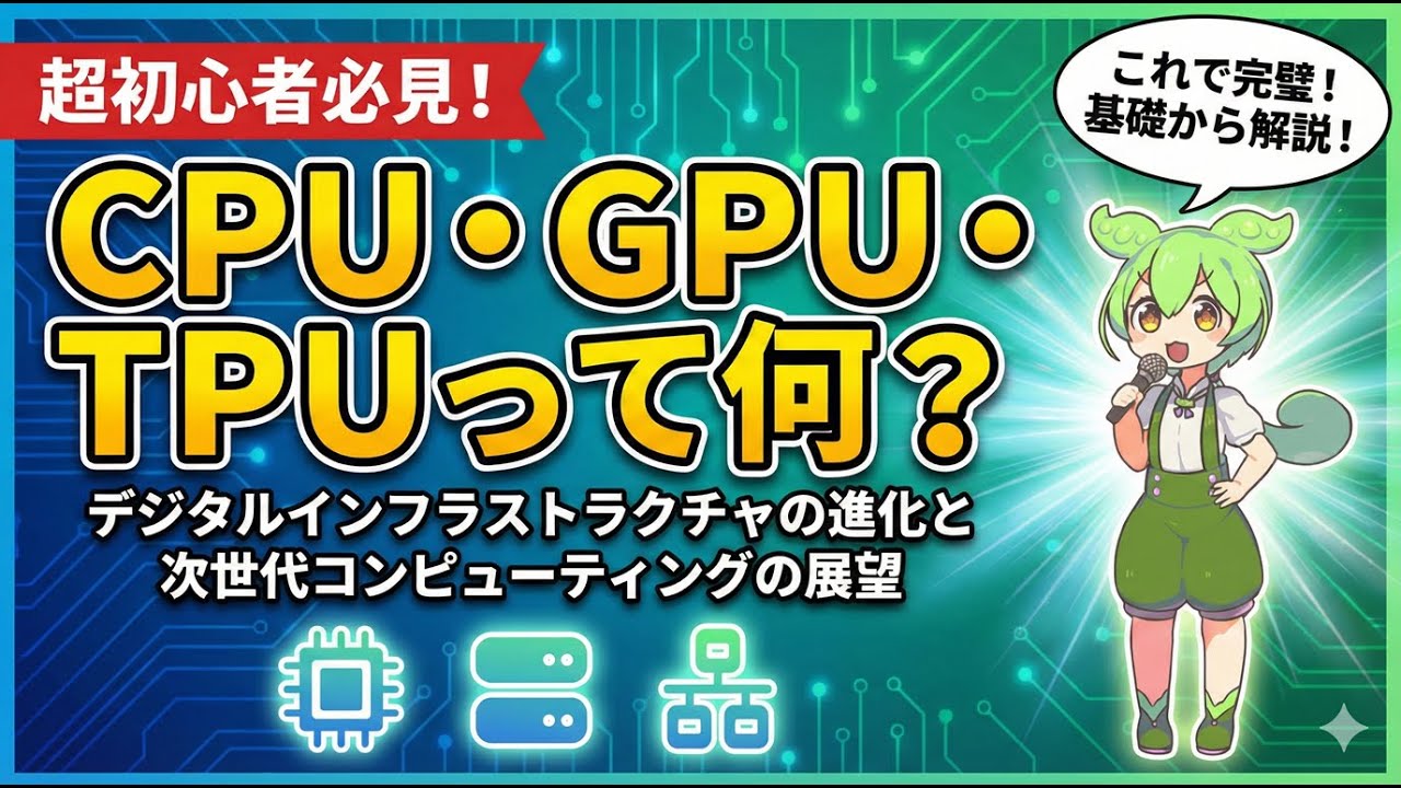 【ずんだもんと学ぶ】CPU・GPU・TPUって何？GPU市場の様子は？なんでPCが高くなっているの？