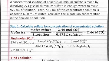 CHEMISTRY 101:  Calculating Ion Concentration by Molarity and Solution Dilution