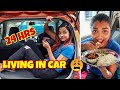 Living in my car for 24 hours challenge  overnight 24 hour in car  along on road scary af india