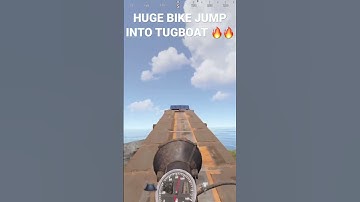 Huge bike jump in Rust straight into tugboat!! #rustgame #rust #rustshorts #rustbike #bikestunts
