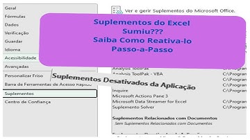 Como Reativar Suplemento No Excel
