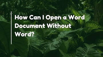 How Can I Open a Word Document Without Word?