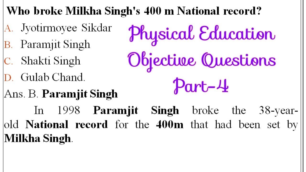 Physical education objective questions part-4
