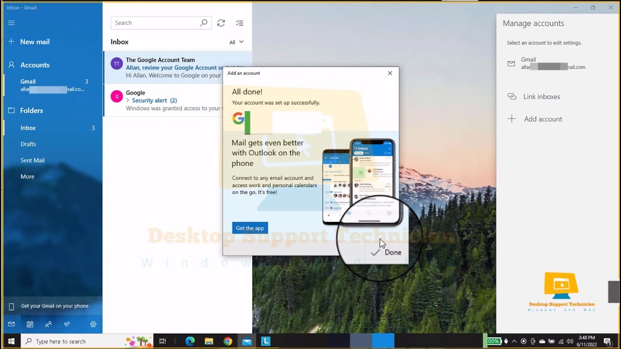 How to setup Gmail / Email in windows 10 mail || how to configure gmail ...
