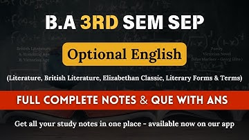 B.A. 3rd Sem SEP Optional English | Complete Notes & Important Questions with Answers