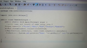 find name and length of name from array of names using java 8@javatechinterview #java8stream #java