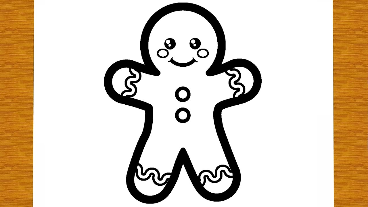 Gingerbread Man Drawing - How To Draw A Gingerbread Man Step By Step