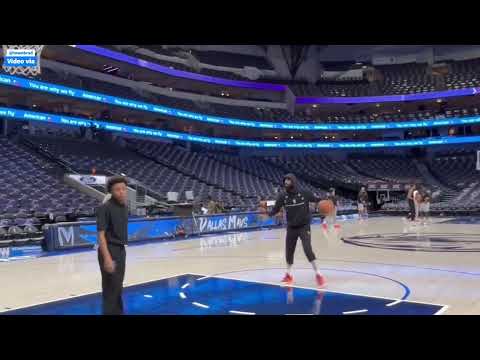 KYRIE IRVING (out tonight) GOES THROUGH HIS USUAL WARMUP ROUTINE BEFORE TONIGHTS GAME AGAINST SPURS