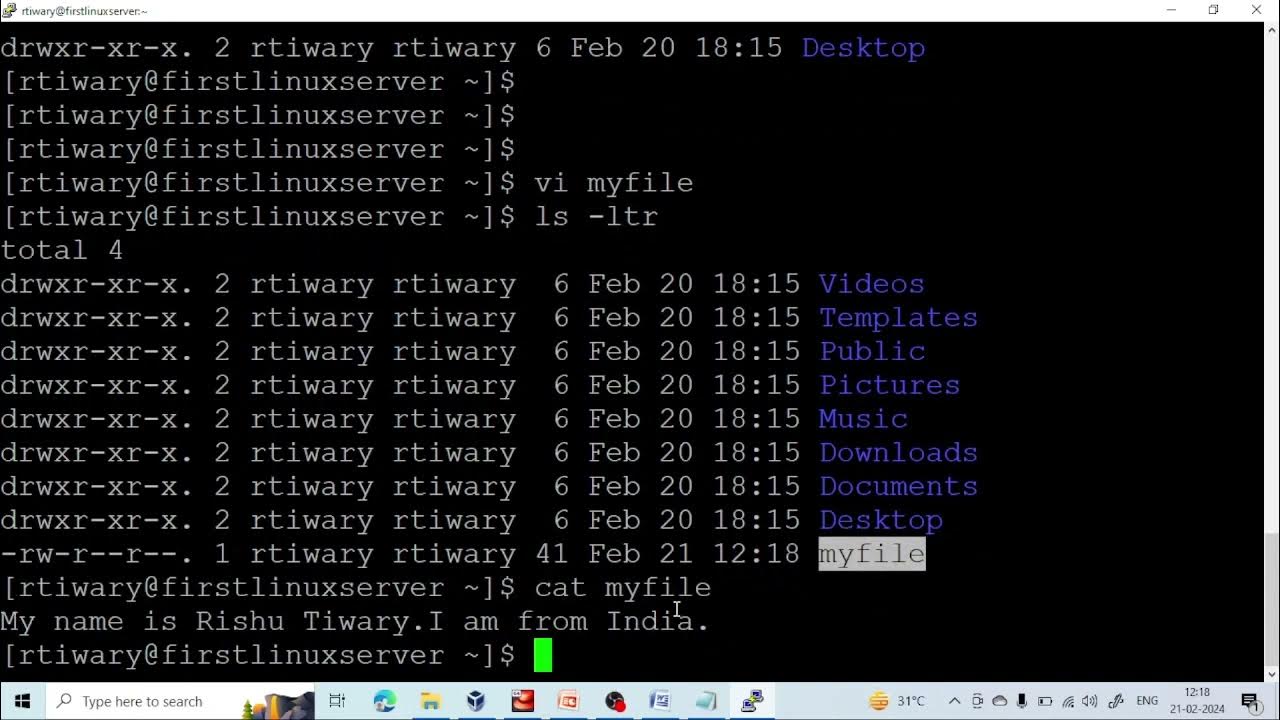 Creating files (touch, vi) and directory (mkdir) in Linux | Linux for ...