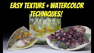 Easy Pottery Textures! Using Water Color Techniques along with Wax Paper and Bubble Wrap!