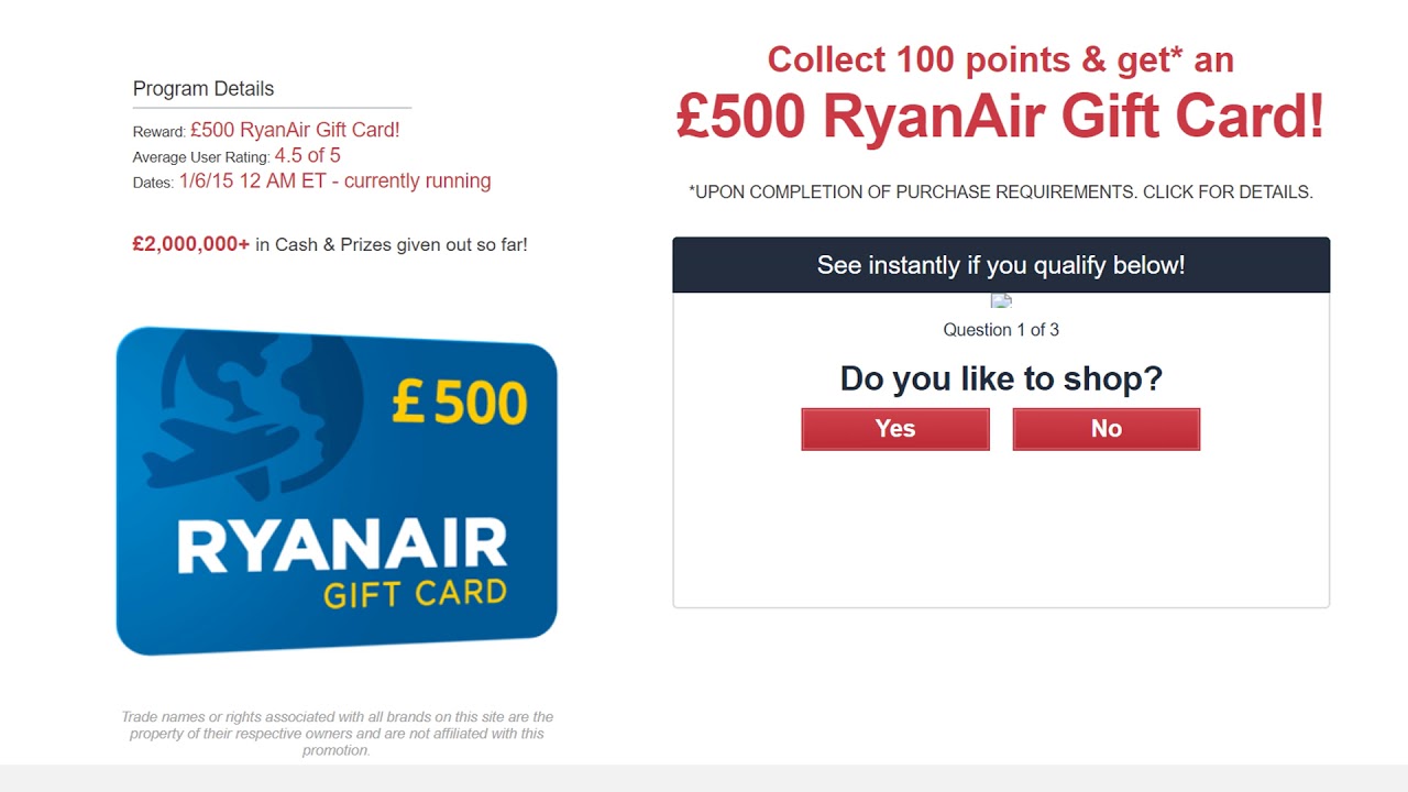 Uk Only: Get A £500 Ryanair Gift Card - Youtube