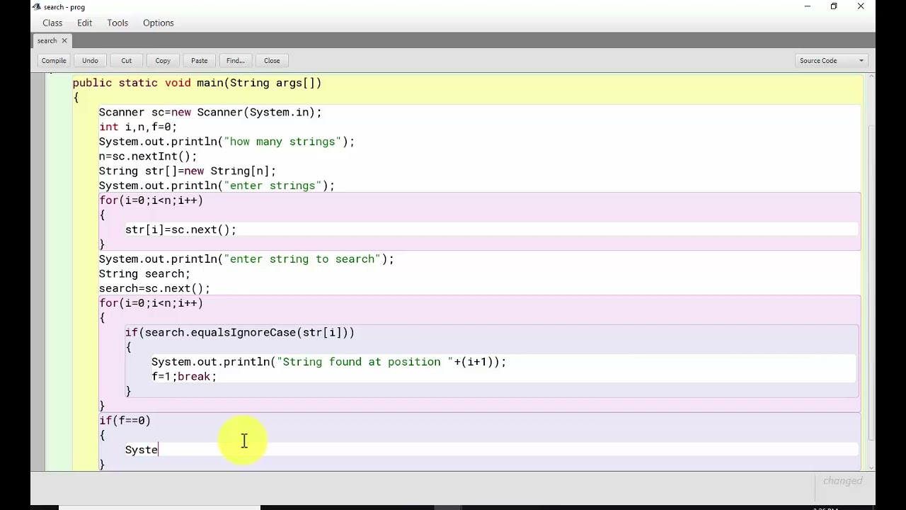 String Program Using linear search.(In Java)(Hindi/English) - YouTube