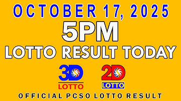 5pm Lotto Result Today Swertres Ez2 PCSO October 17 2025