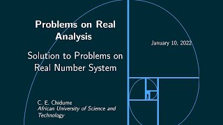 Problems on Real Analysis(Chidume) || Real Number System || Part 1
