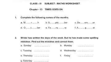 Times Goes on worksheet Class 3, Maths NCERT new book chapter 13 solution with explanation