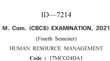 2021 Human resource management mcom sem 4 Question paper gurugram university mdu