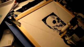 black skull on white board
