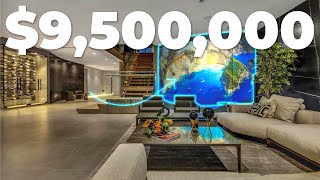 Inside a $9,500,000 Modern Waterfront home with a TV Projection Glass Wall!