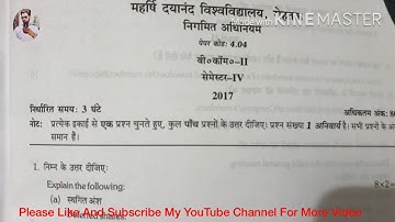 B.com MDU 4th semester (Pass Caurse) Corporate Law-|| Question Paper 2017