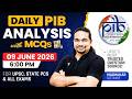PIB Analysis with MCQ | 09 June 2026 Daily Current Affairs Analysis for All Exams | Madhukar Kotawe