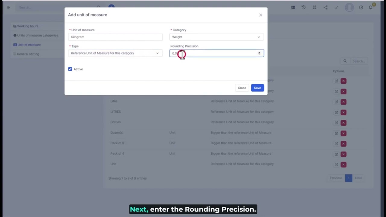 Modules   Manufacturing Management Units of Measure Categories & Unit of Measure   HD 1080p