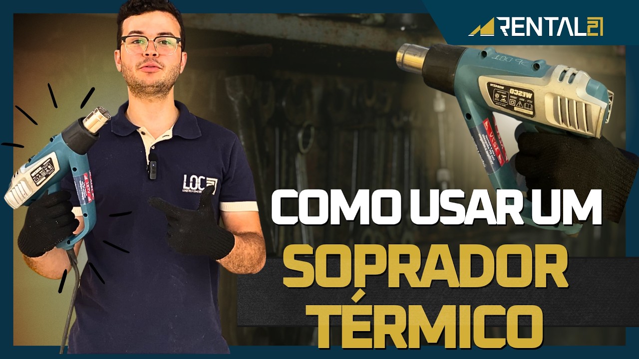 Homem usando soprador térmico