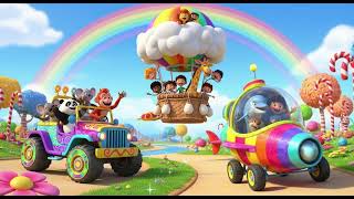 🎵 44 Rainbow & Colorful Adventure Vehicles 🌈🚗 | Fun Kids Song | Nursery Rhymes & Kids Songs