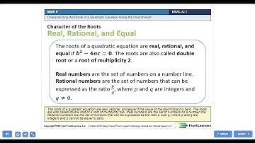 Characterizing the Roots of a Quadratic Equation Using the Discriminant