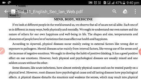 STANDARD 11 UNIT 4  READ 1 MIND, BODY, MEDICINE