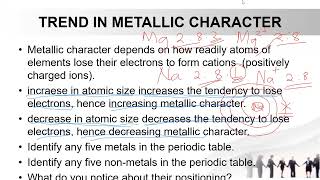 S.4 CHEMISTRY LESSON TWO :TREND IN METALLIC CHARACTER