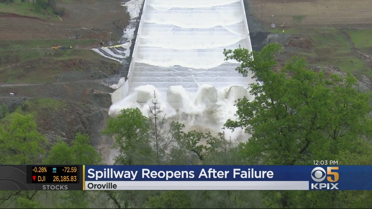 Water Flowing Again Down Rebuilt Oroville Dam Spillway - YouTube