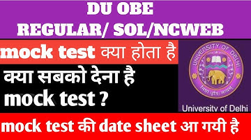 DU- OBE MOCK TEST-SOL/NCWEB/REGULAR।Date sheet and step by step guidance of mock test।Du latest news