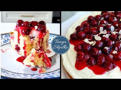 Вишневый Пирог С Кремом и Ягодным Соусом! | Sour Cherry Cake with Cream Cheese Frosting