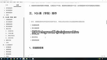 【Telegram@ninjaxarchive 】 19SQL表操作学习路径，6天掌握Mysql基础视频  #黑客 #黑客技术 #程序员 #编程