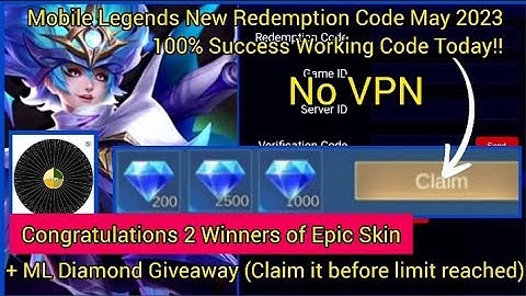 NO VPN :ML Redeem code May 6 2023 +ML epic skin & Diamond Giveaway -ML New Redeem Code 100% success